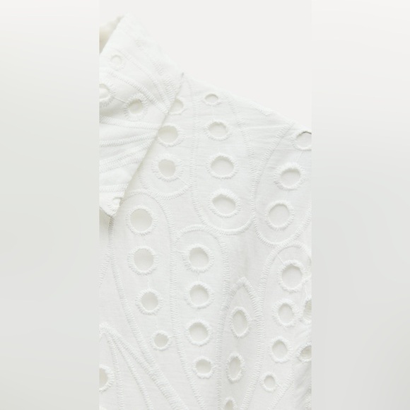 Zara Embroidered Eyelet Mini Dress ZW Collection - Picture 8 of 13